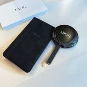 Dior Faux Patent Black Hand Mirror with Star Charm GWP